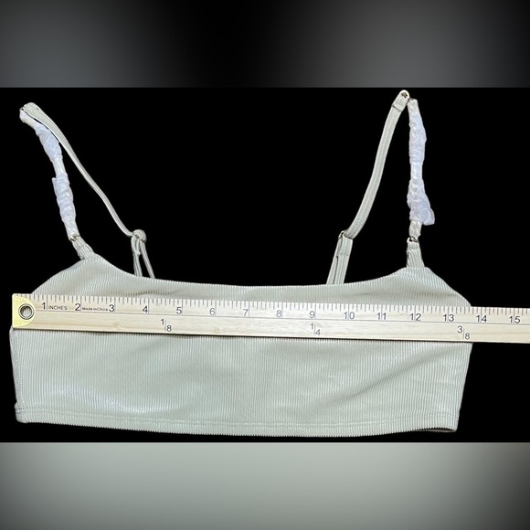 WeWoreWhat x Revolve Chain Cami bra top Gold Hardware Ribbed Khaki Size Medium - Picture 13 of 14